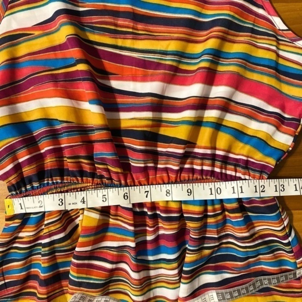 Red Camel Colorful Wavy Striped Midi Dress with Elastic Waist - Picture 7 of 7